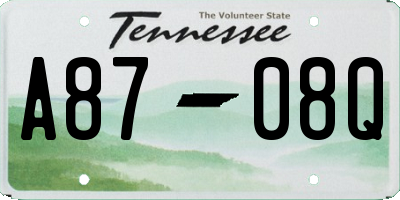TN license plate A8708Q