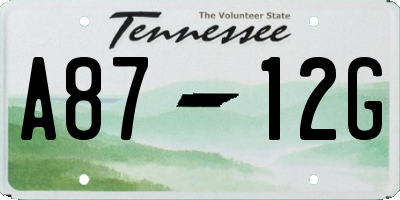 TN license plate A8712G