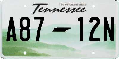 TN license plate A8712N