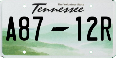 TN license plate A8712R