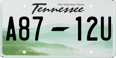 TN license plate A8712U