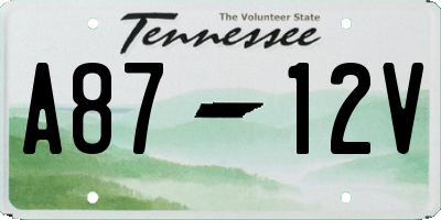 TN license plate A8712V
