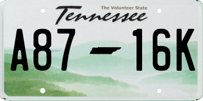TN license plate A8716K