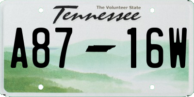 TN license plate A8716W