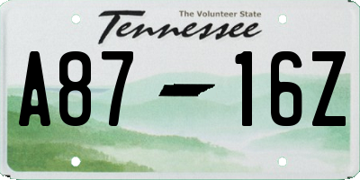 TN license plate A8716Z