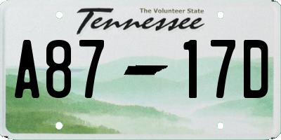 TN license plate A8717D