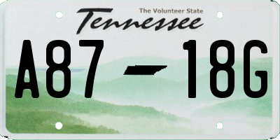 TN license plate A8718G