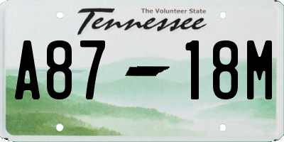 TN license plate A8718M