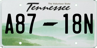 TN license plate A8718N