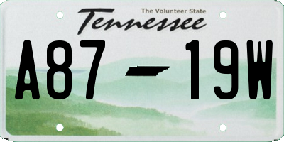 TN license plate A8719W
