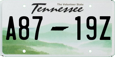 TN license plate A8719Z