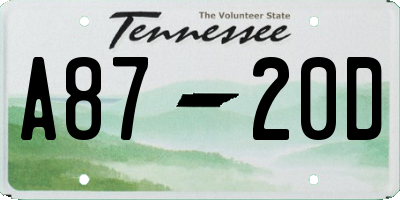TN license plate A8720D