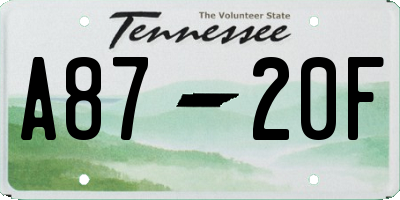 TN license plate A8720F