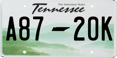 TN license plate A8720K
