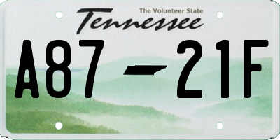 TN license plate A8721F