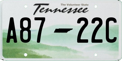 TN license plate A8722C