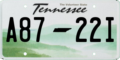 TN license plate A8722I