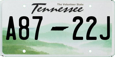 TN license plate A8722J