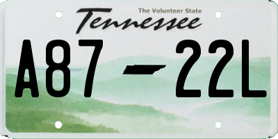 TN license plate A8722L