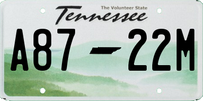 TN license plate A8722M