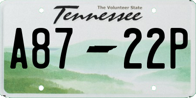TN license plate A8722P