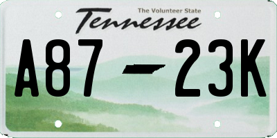 TN license plate A8723K