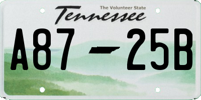 TN license plate A8725B