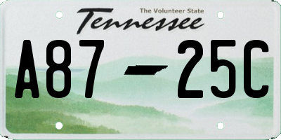 TN license plate A8725C