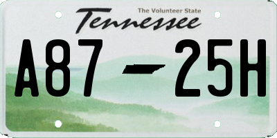 TN license plate A8725H