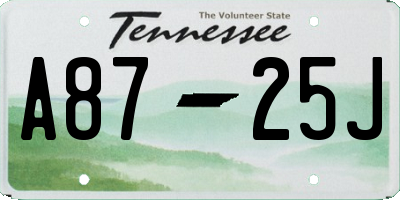 TN license plate A8725J