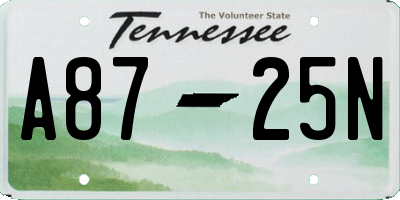 TN license plate A8725N