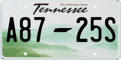 TN license plate A8725S