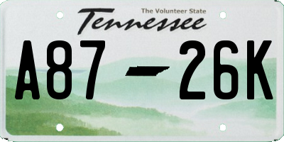 TN license plate A8726K