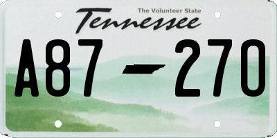 TN license plate A8727O