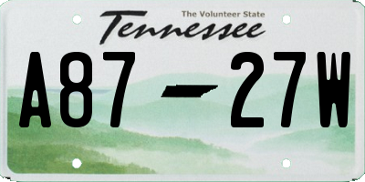 TN license plate A8727W