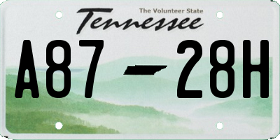 TN license plate A8728H