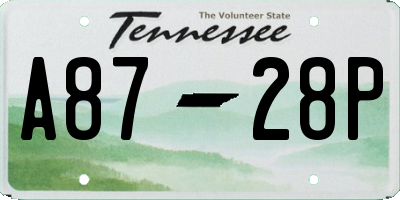 TN license plate A8728P