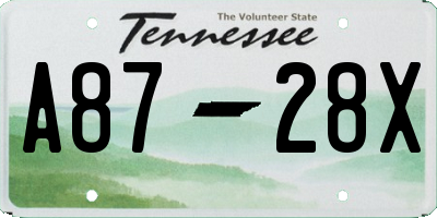 TN license plate A8728X