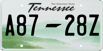 TN license plate A8728Z