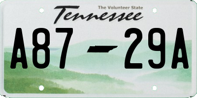 TN license plate A8729A