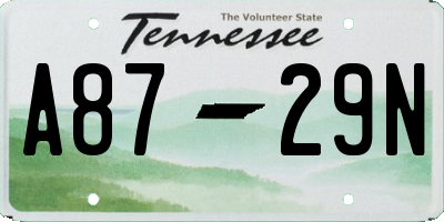 TN license plate A8729N