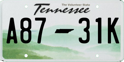 TN license plate A8731K