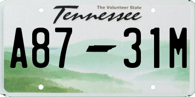 TN license plate A8731M
