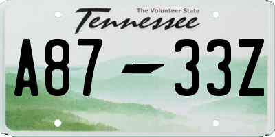 TN license plate A8733Z