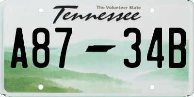 TN license plate A8734B