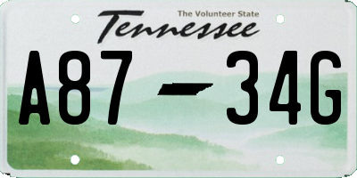 TN license plate A8734G