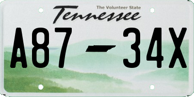 TN license plate A8734X