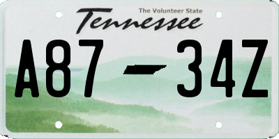 TN license plate A8734Z