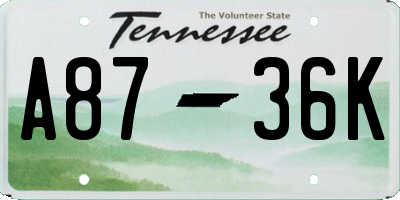 TN license plate A8736K
