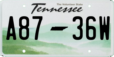 TN license plate A8736W